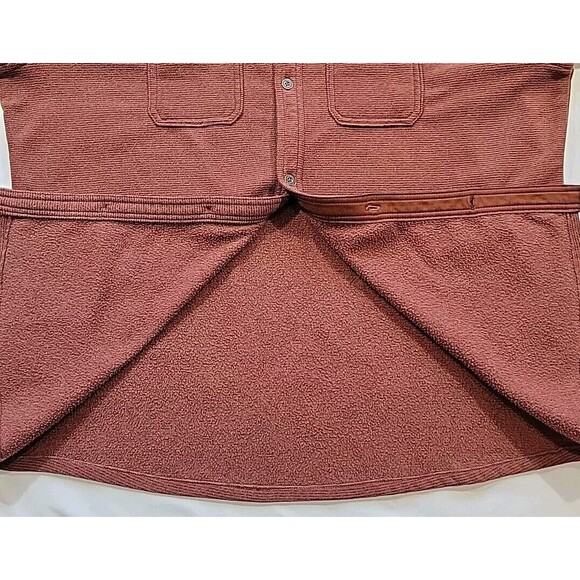 Eddie Bauer Men’s Chutes Microfleece Shirt Rust Red Stripe Button Front Size 2XL - Picture 6 of 13